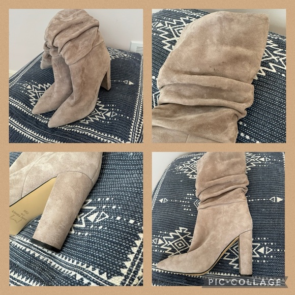 MARC FISHER Gromer Suede Slouched Mid Calf Boots Taupe size 7.5 women’s - Picture 2 of 6